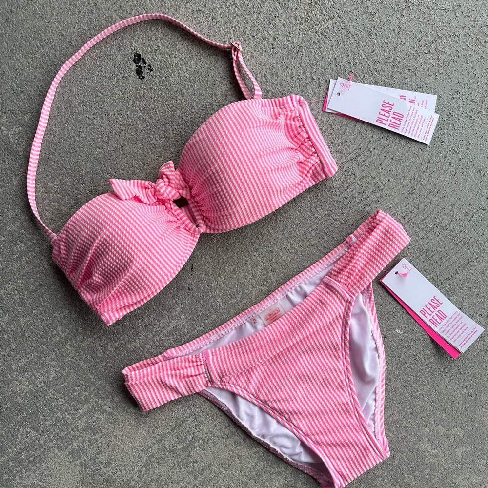 Lilly Pulitzer Havana Pink Citrusy Seersucker Bikini Set Size 4top Size 2bot NWT